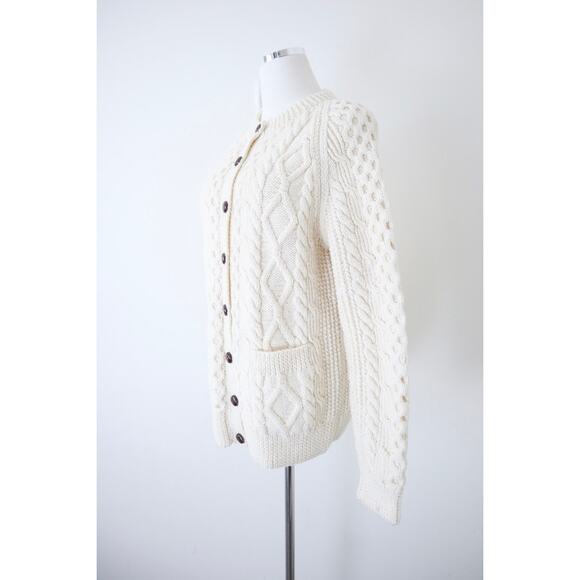 Vintage Handknit Cable Hand Knit Cardigan Sweater Carrick On Suir Ireland - Picture 5 of 14